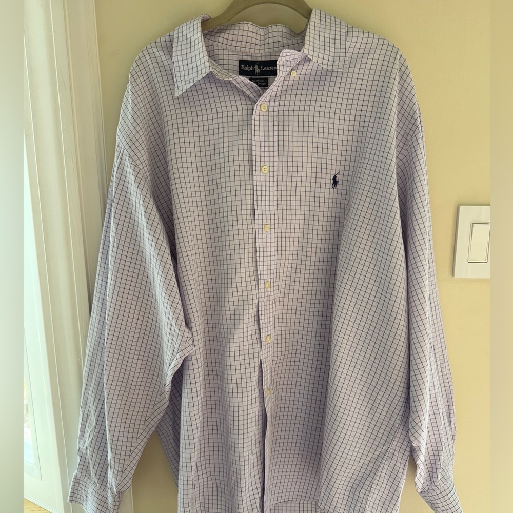 Ralph Lauren Blue and White Long Sleeve Men’s Button Down Shirt XXL